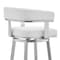 Armen Living Lorin 26" White Faux Leather and Brushed Stainless Steel Swivel Bar Stool LCLRBABSWH26 - alternate 4